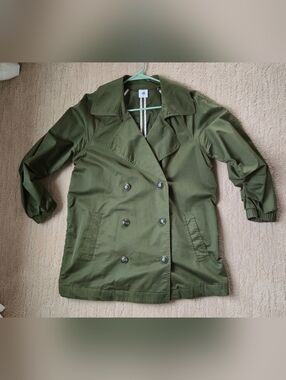 CAbi Expedition jacket trench Safari Travel Springbreak Lightweight M EUC Green